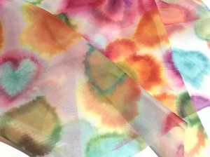 Melting Hearts, Rainbow Watercolor, Sheer Organza Fabric - 1 & 5/8 yds, 45" wd - Picture 1 of 4