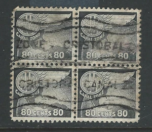 Bigjake: Canal Zone C26, 80 cent Winged Globe Air Mail, BL/4 - Picture 1 of 1