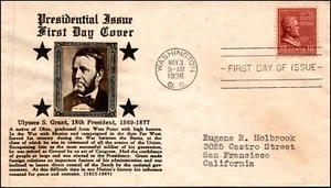Scott 823 18 Cents Grant Crisby FDC Typed Address Planty 823-38A - Picture 1 of 2