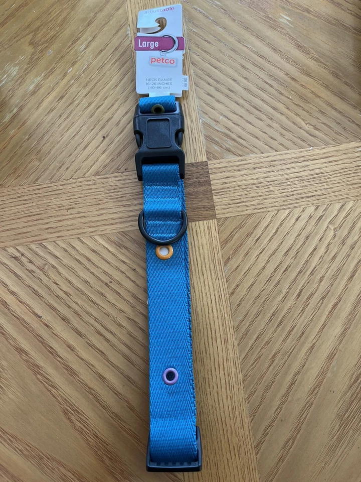 Collar de cuello ajustable para perro Petco rangos de cuello 16-26 pulgadas tamaño grande turquesa Foto 1 de 3