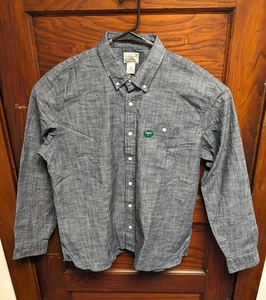 Camicia da lavoro uomo L elasticizzata indaco scuro nuova con etichette LL Bean Comfort Chambray LS - Foto 1 di 9