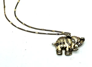 Elefant goldfarbene Mode Kunstperlen Halskette silberfarbene Kette 32" L - Bild 1 von 7
