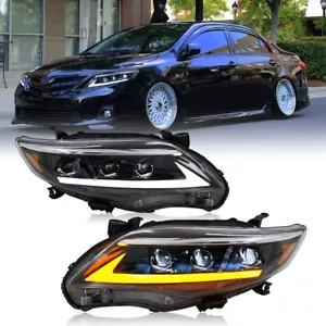 LED Headlights For Toyota Corolla Headlights 2010-2013 DRL Dynamic Turn Signal - Picture 1 of 19
