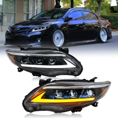 LED Headlights For Toyota Corolla Headlights 2010-2013 DRL Dynamic Turn Signal - Image 1 of 4