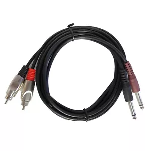 8ft 6.35mm Mono Male 1/4" Audio Cable to 2-RCA Audio Cable Auxiliary Stereo Mono - Picture 1 of 14
