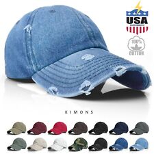Vintage Distressed 100% Cotton Solid Polo Denim Baseball Cap Hat Ball Dad Washed