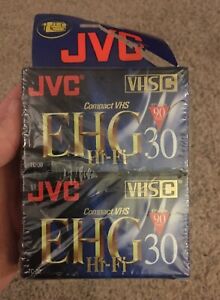 2 Pack JVC Compact VHS Tape EHG 30 HI-FI VHS TC-30 EHGB EP Mode 90 Mins. New