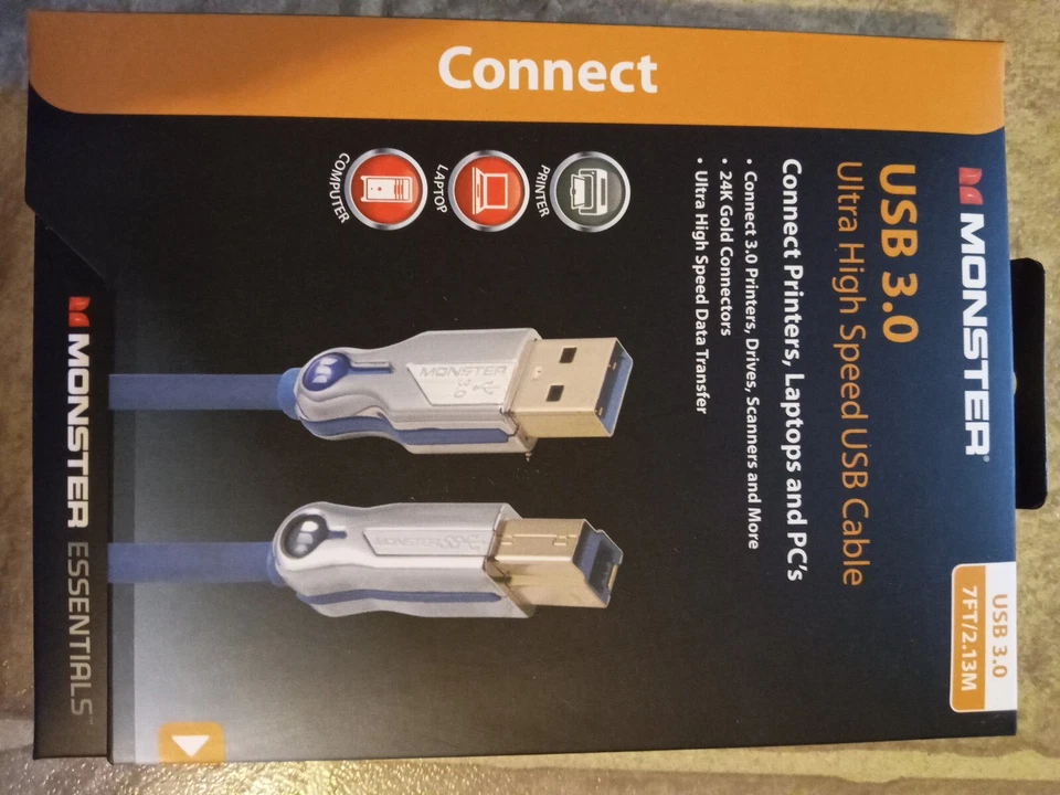  Monster USB 3.0 Ultra High Speed Gold Cable (6) Available @ $7.50 Each - Image 1 of 1