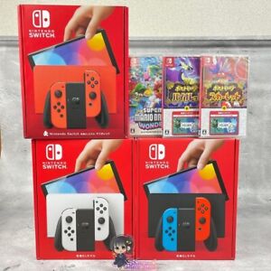 Nintendo Switch OLED Edition Konsole mit Super Mario Bros Wonder scharlachrot violett