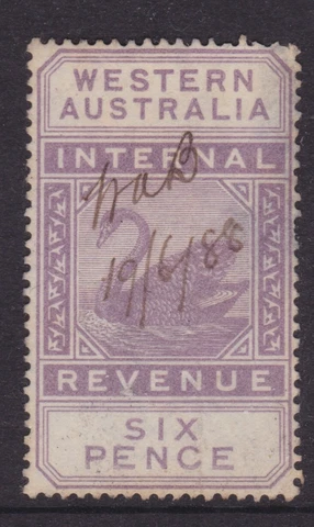 WESTERN AUSTRALIA SCARCE 1898 6D Dull Purple IR SWAN REVENUE USED (NG41.6) Cover