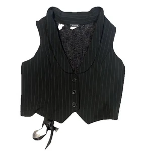 Valia Black Womens Vintage Vest size 3XL Goth Emo Punk Grunge - Picture 1 of 3