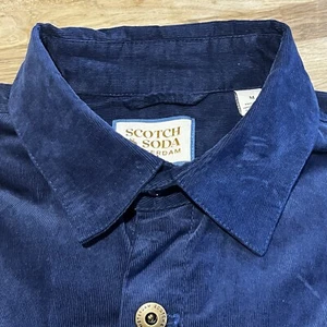£245 SCOTCH & SODA AMSTERDAM MENS MEDIUM FIT BLUE CORDUROY LUXURY OVER SHIRT R1 - Picture 1 of 20