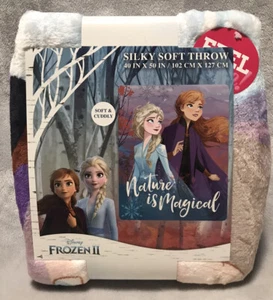 NEW Disney Frozen II ANNA & ELSA 40in x 50in Kids' Silky Soft Throw Blanket - Picture 1 of 4
