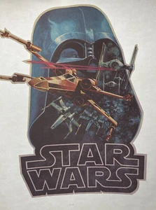 Original 1977 Star Wars Iron On Transfer Darth Vader / X-Wing Fighters - Picture 1 of 1