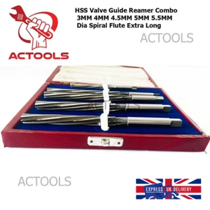 HSS Valve Guide Reamer Combo 3mm 4mm 4.5mm 5mm 5.5mm Dia Spiral Flute Extra Long - Picture 1 of 12