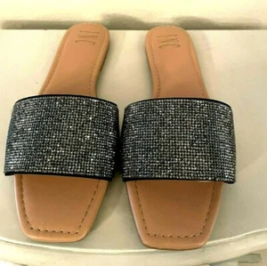 Sandali donna INC Nataliah strass neri punta piatta slip on misura 9,5 M - Foto 1 di 8