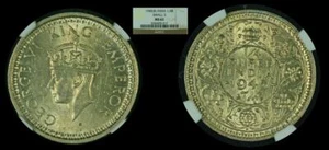 1945(B) 1/4 Rupee Small 5 NGC MS62 (India - British - Regal) - Picture 1 of 1