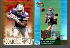Quincy Morgan 2 Card Both Rookie Rc #/D 2001 Crown Royale & Bowmans Best Jersey - Picture 1 of 2
