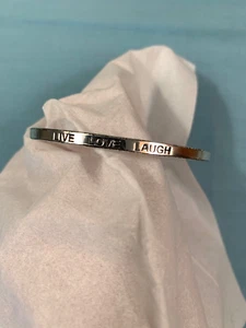 Vintage FAS Sterling Silver 925 Live Love Laugh Cuff Bracelet 6.25" - Picture 1 of 9