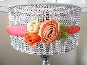 NEW Designer Hand Made Silk Flower Beaded Girls Headband Peach Cream - Picture 1 of 2