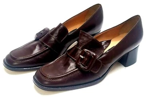 Petropolous Women's Brown Leather Loafers Made in Athens Greece US 9.5 - Picture 1 of 8