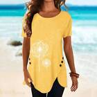 Womens Summer Heart Print Tunic Tops T Shirt Ladies Casual Short Sleeve Blouse
