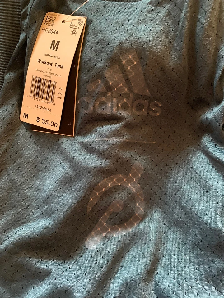 NWT ADIDAS X PELOTON HE2044 Workout Training Tank Top Teal Mesh Sz Medium - Image 1 of 1
