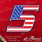 Adesivo Stickers NUMERO 5 moto auto cross gara USA Star & Stripes