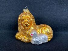 Vintage Lion Glass Christmas Ornament with Glitter 2 1/2" Tall Made in China