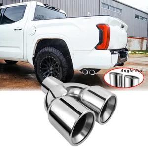 For Toyota Tundra 5.7L Pickup Dual 2.5" In 3.5" Out Dual Exhaust Pipe Tip Chrome - Picture 1 of 14