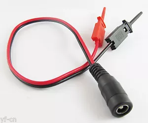 1pc 30cm/1ft Small Flat Test Hook to 2.1x5.5mm DC Female Jack DC Power Cable - Picture 1 of 6