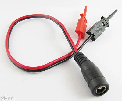 1pc 30cm/1ft Small Flat Test Hook to 2.1x5.5mm DC Female Jack DC Power Cable - Image 1 of 4