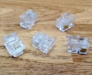 5 RJ11 6p4c Crimp Plug Ends ADSL VDSL Cable Connector Plug Telephone 4Pin Cat3 - Picture 1 of 2