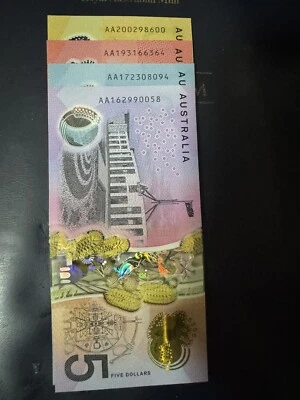 Australian New Bank Notes UNC First Prefix AA $5,$10,$20,$50 - image 1 of 3
