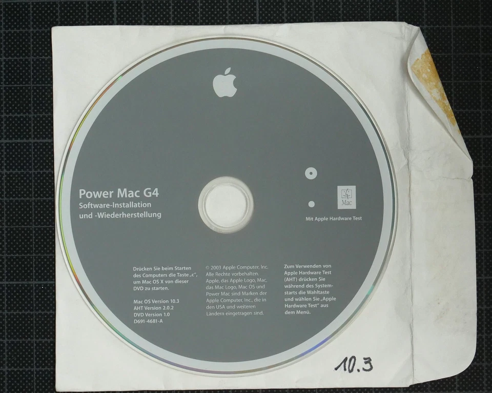 Apple System CD Installation und Wiederherstellung Power Mac G4 OS X 10.3, TOP - Bild 1 von 1