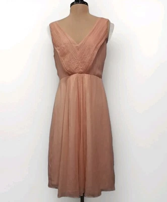 J. Vestido Crew Para Mujer 4 Seda Chifón Rosa Pálido Fluido Noche Forrado Cremallera *leer* Foto 1 de 4