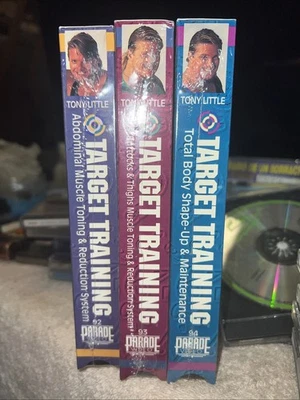 3 Rare Tony Little Target Training VHS Tapes Bundle OOP HTF Workout Videos New - Image 1 of 4