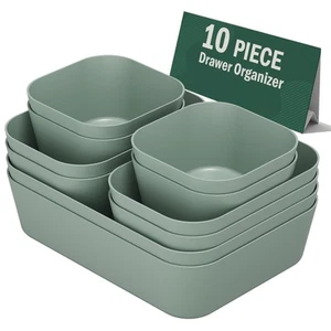 Plastic Drawer Organizers, 10 PCS Drawer Organizer Bins, Bathroom and Vanity ... - Picture 1 of 8