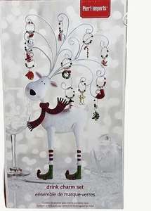 Pier 1 Imports Metall Rentier Geweih Glas Trinkglas - Charms Wein Marker - Bild 1 von 15