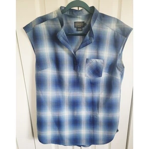 Pendleton M 100% Virgin Wool Shirt Blue Plaid NEW Medium Sleeveless - Picture 1 of 6