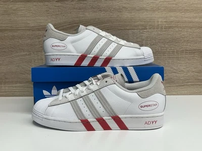 Adidas Superstar “Vivid Red” Size-10 Grey White Casual Shoe Men’s (GY0995) New - Image 1 of 4