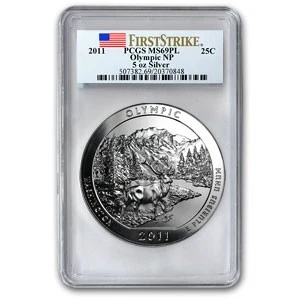 2011 5 oz Silver ATB Olympic MS-69 PL PCGS (FirstStrike®) - Image 1 of 3