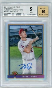 2021 Bowman Chrome '91 Refractor Mike Trout #91BMT Auto /30 BGS 9 Auto 10 - Picture 1 of 2