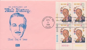 #1355 PB of 4 Walt Disney Kolor Kover cachet First Day cover Scarce - Picture 1 of 1