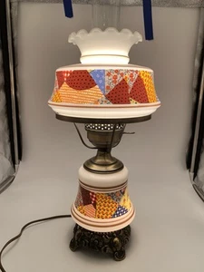 Vintage Patchwork Lampe 20" hoch Quoizel Landhaus Quilt Prärie Kaliko L&LWMC - Bild 1 von 24