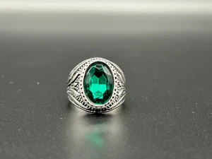 Vintage Stil Ring - grüner Stein - Größe 58 - Oval silberfarben - Retro Damen - Bild 1 von 6