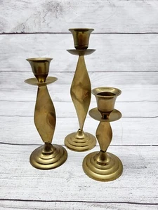 Vintage Messing Kerzenständer Spirale gedreht Mid Century Modern India Made - Bild 1 von 5