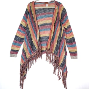 Scully Cardigan Waterfall Sweater Womens Large Multicolor Striped Crossover - Picture 1 of 18