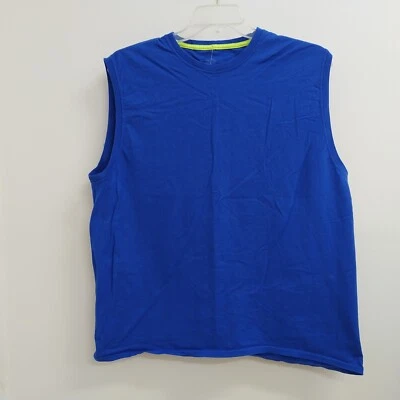 Платиновая футболка мужская очень большая синяя без рукавов повседневная для тренировок взрослых - Изображение 1 из 4