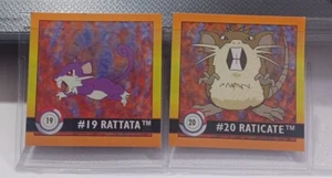 🐀 RATTATA #19 RATICATE #20 Pokemon 1999 Artbox Sticker Series 1 Set Evolution - Picture 1 of 3